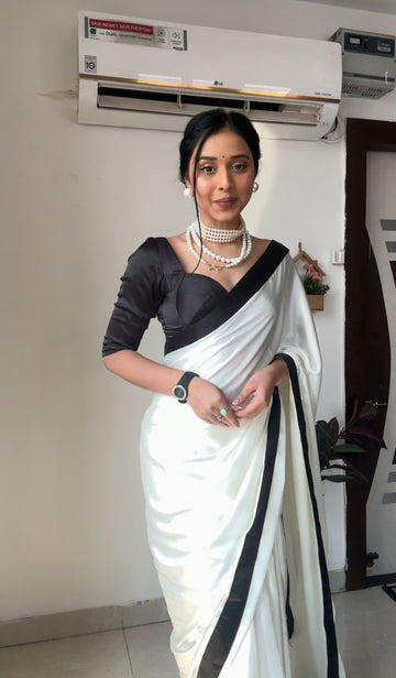 Beautiful Designer Ready To Wear 1 Minutes Satin Saree