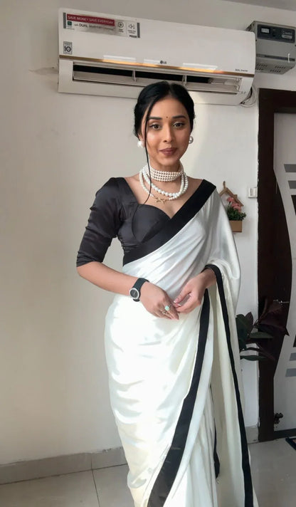 Beautiful Designer Ready To Wear 1 Minutes Satin Saree