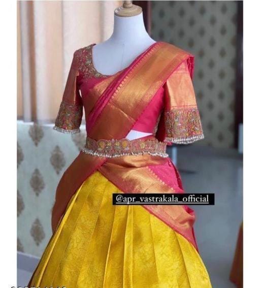 Beautiful Designer Fancy Kanjivaram Half Saree with Lehenga