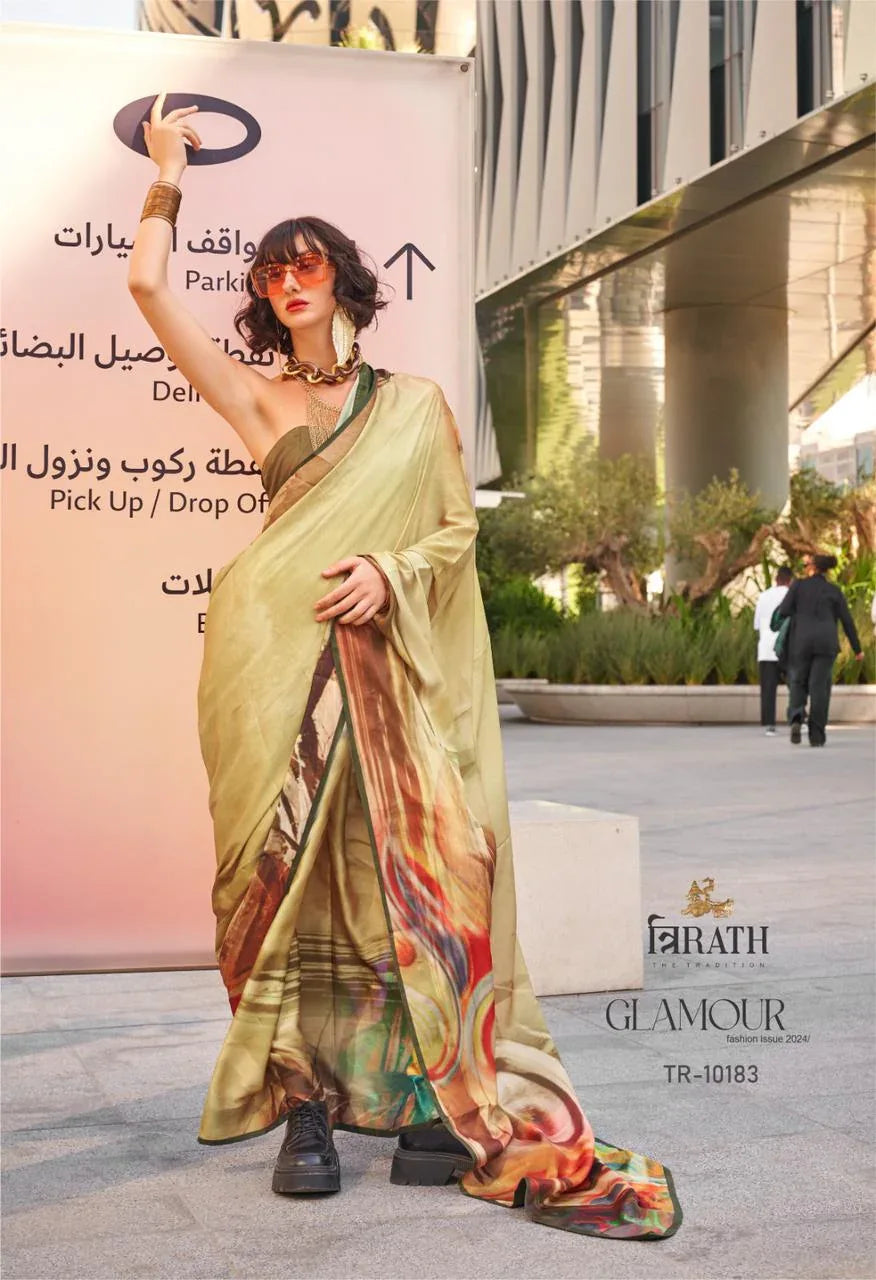 Beautiful Designer Glamour Swiss Satin Silk Saree