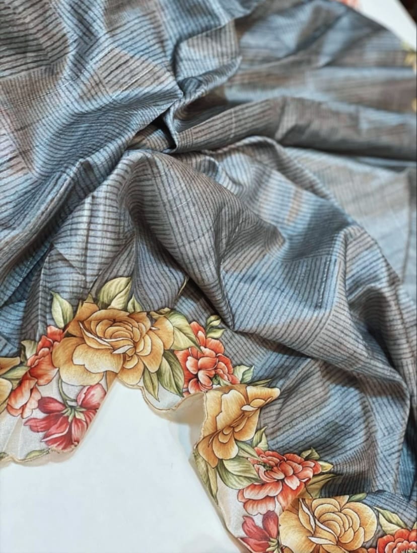 Beautiful Designer Soft Tussar Silk Saree