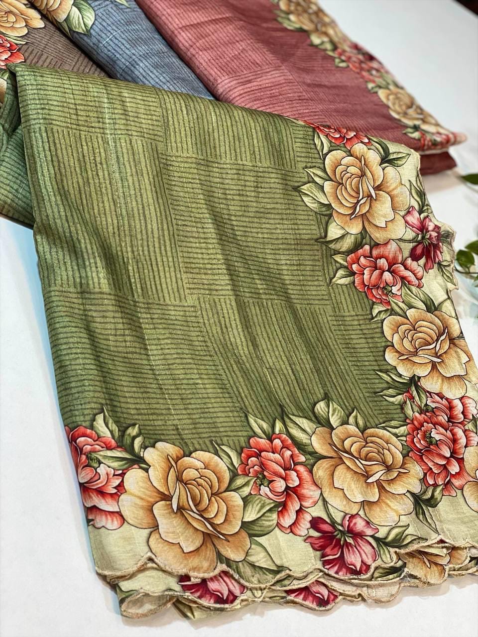 Beautiful Designer Soft Tussar Silk Saree