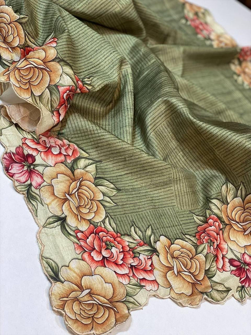 Beautiful Designer Soft Tussar Silk Saree