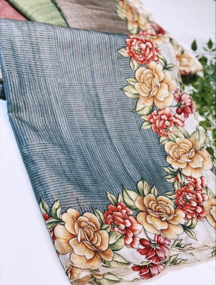 Beautiful Designer Soft Tussar Silk Saree