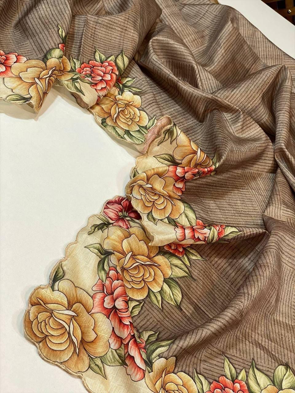 Beautiful Designer Soft Tussar Silk Saree