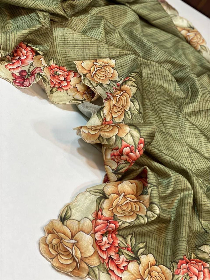 Beautiful Designer Soft Tussar Silk Saree