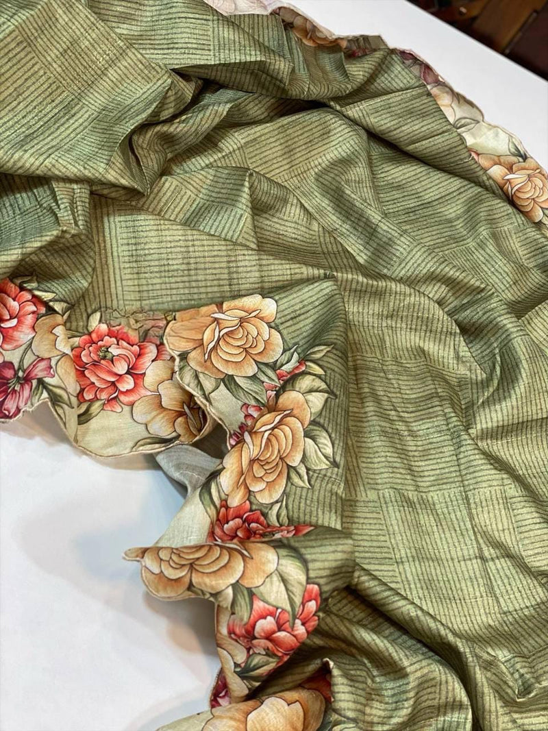 Beautiful Designer Soft Tussar Silk Saree