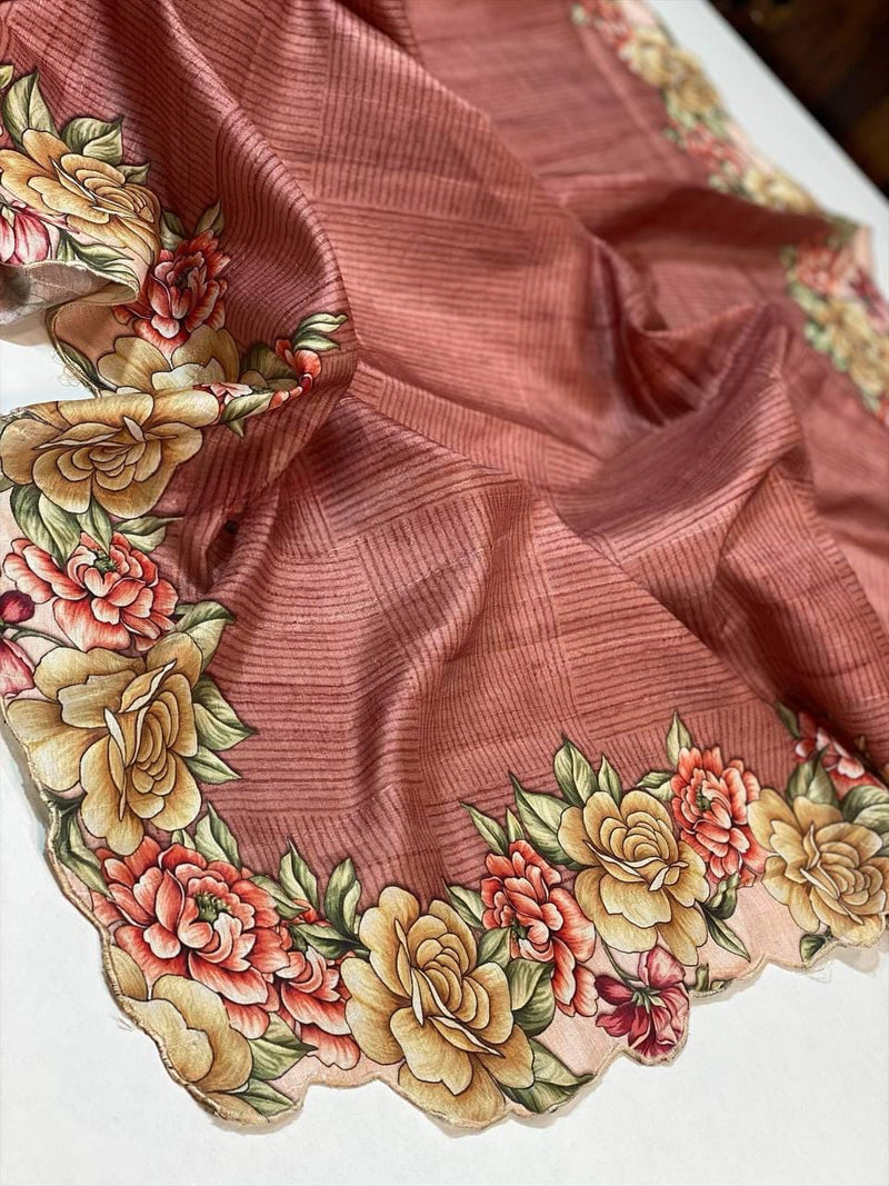 Beautiful Designer Soft Tussar Silk Saree