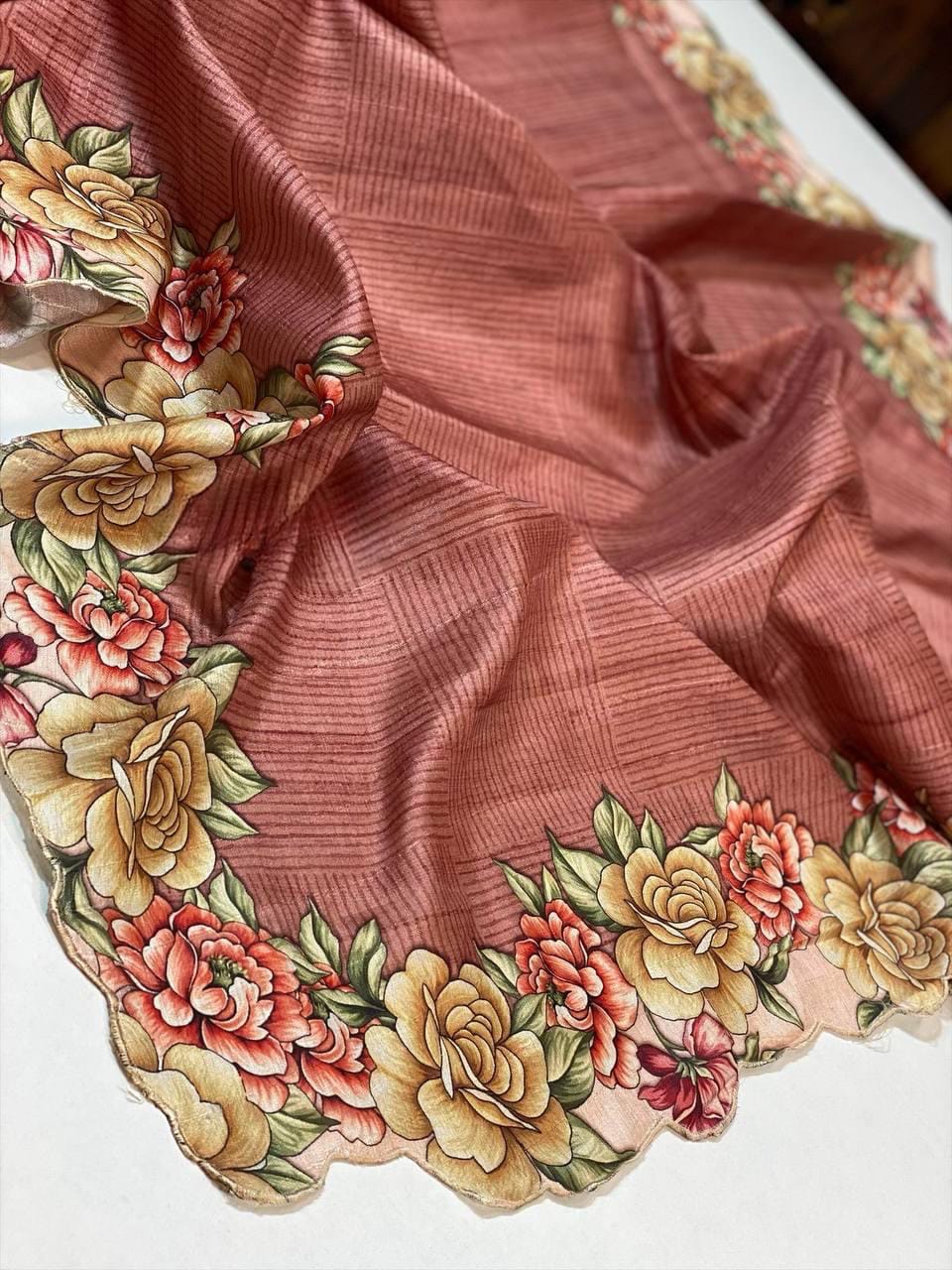 Beautiful Designer Soft Tussar Silk Saree