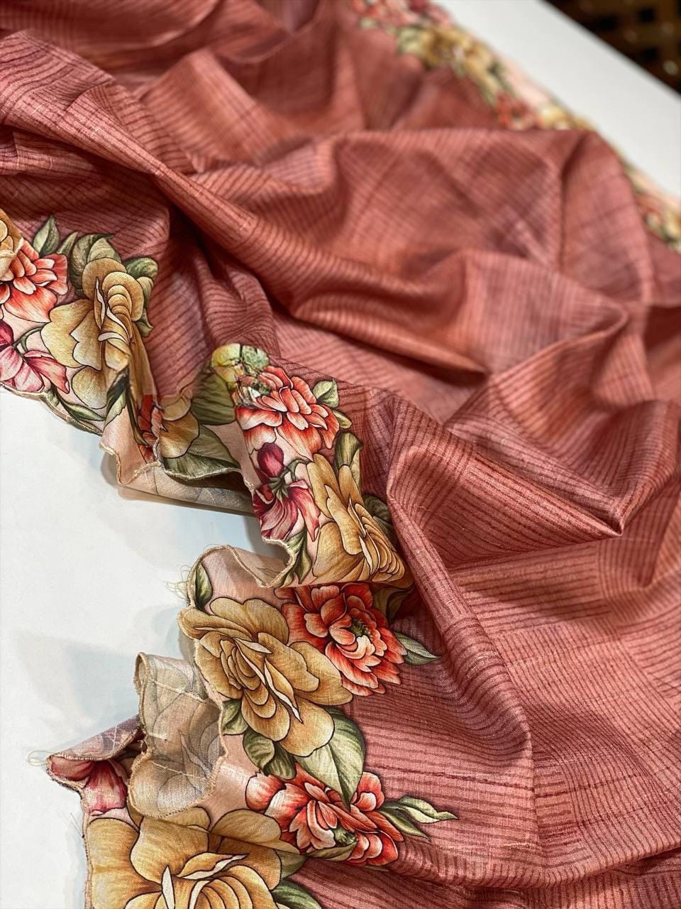 Beautiful Designer Soft Tussar Silk Saree