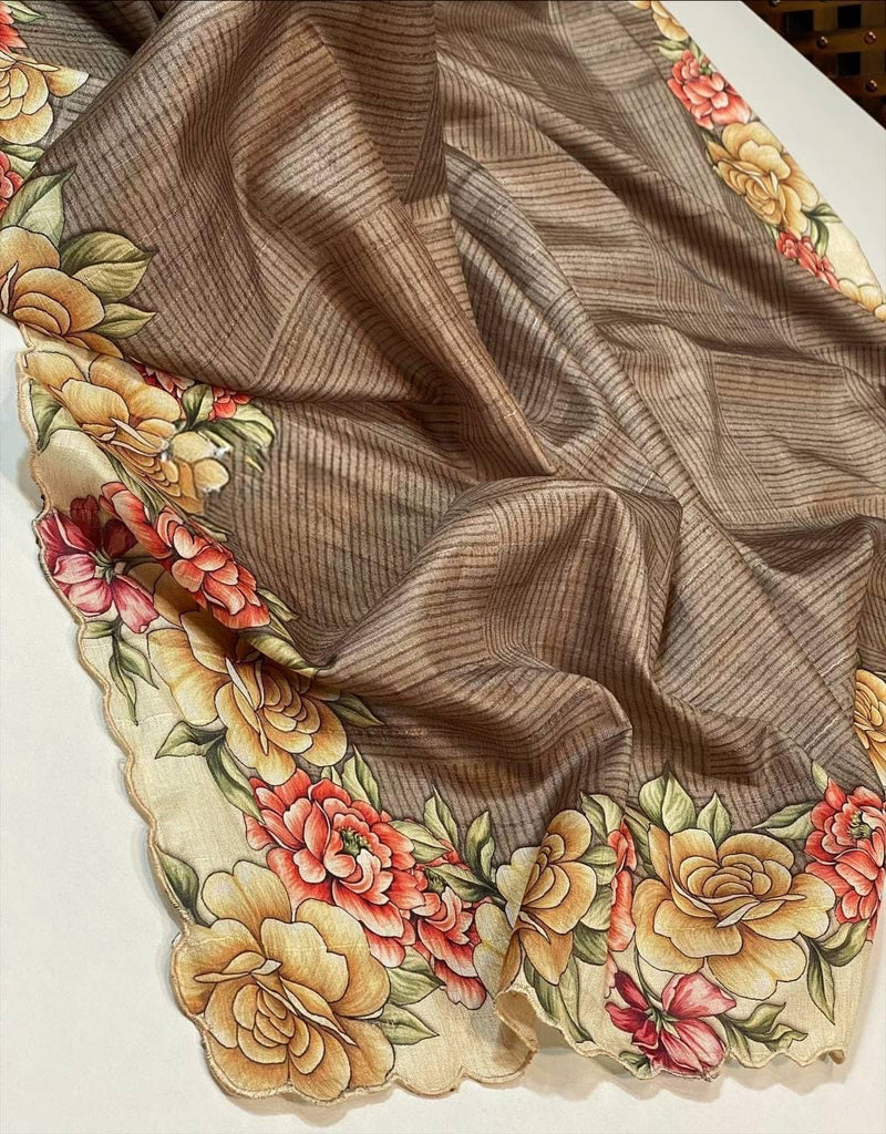 Beautiful Designer Soft Tussar Silk Saree