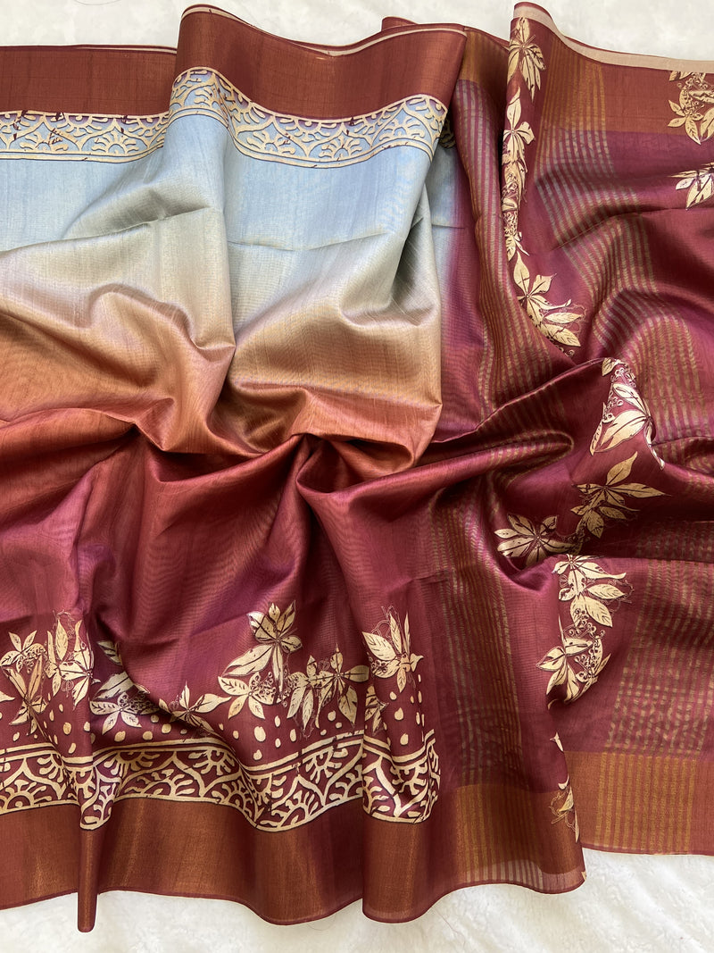 Beautiful Designer Soft Tussar Silk Saree