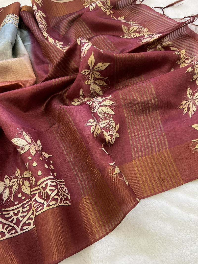 Beautiful Designer Soft Tussar Silk Saree