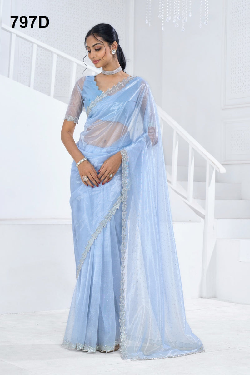 Beautiful Designer Mehek Twirll Soft Organza Swroski In All Over Saree