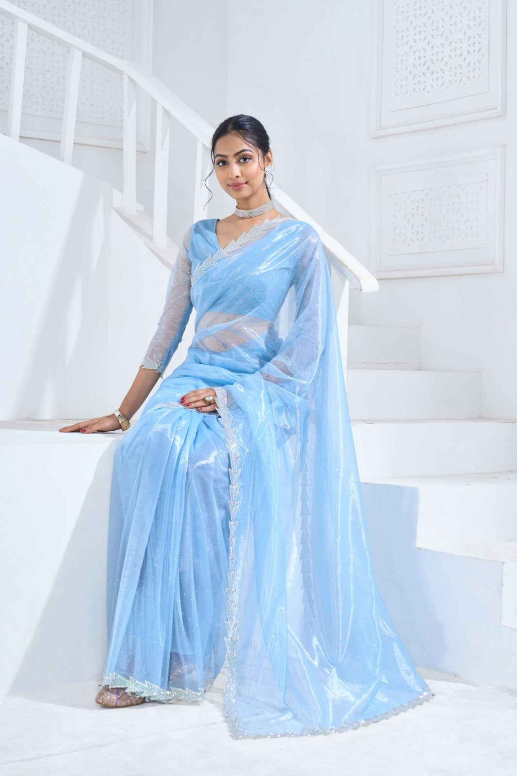 Beautiful Designer Mehek Twirll Soft Organza Swroski In All Over Saree