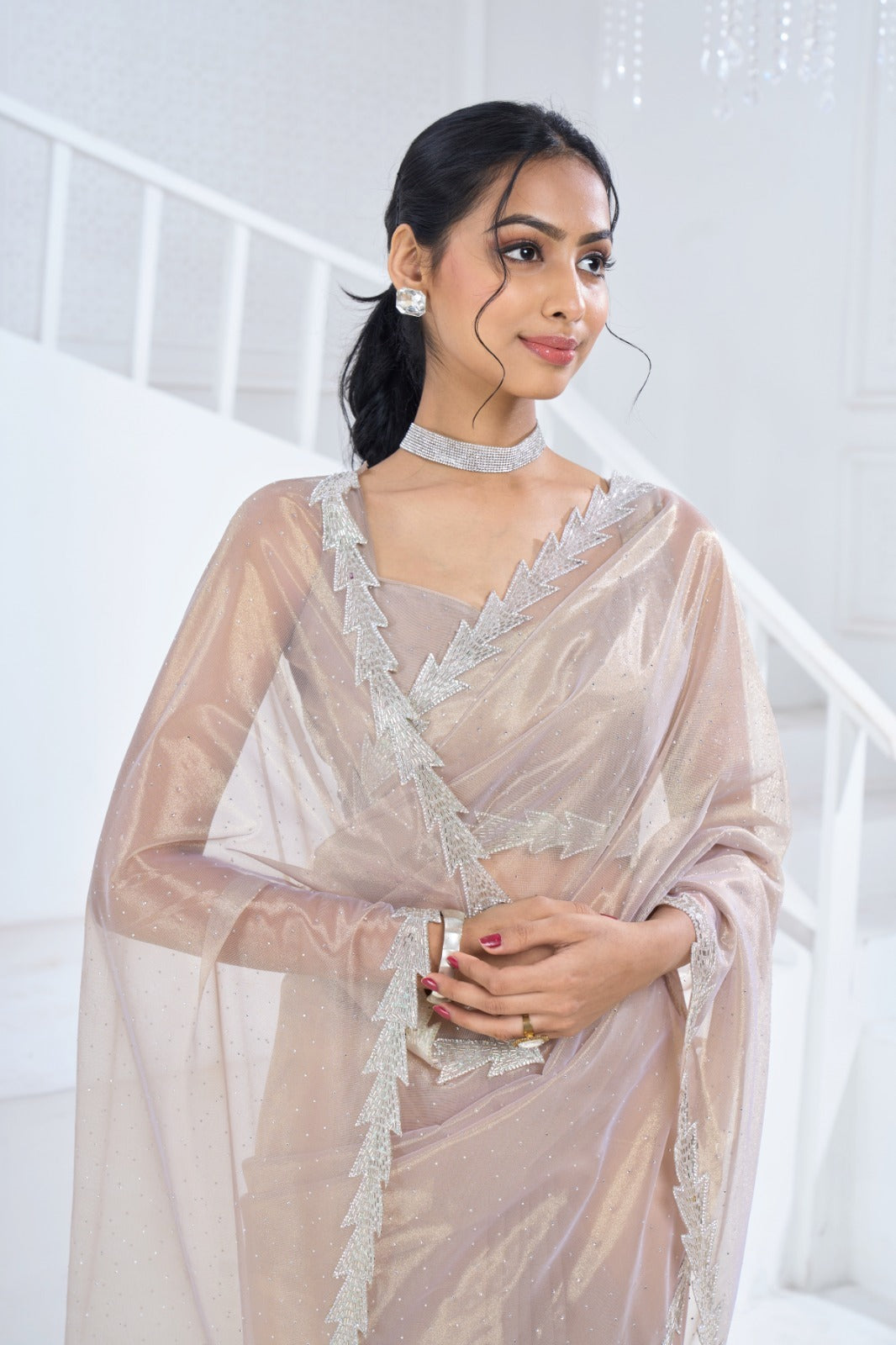 Beautiful Designer Mehek Twirll Soft Organza Swroski In All Over Saree