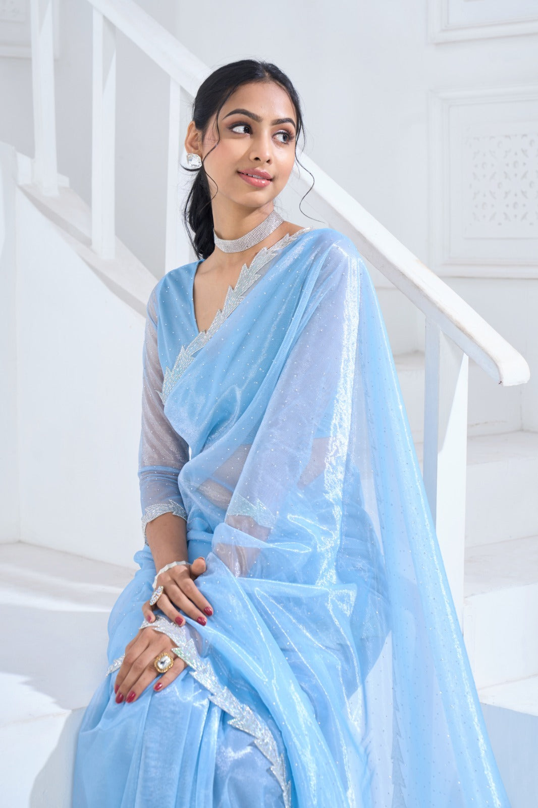 Beautiful Designer Mehek Twirll Soft Organza Swroski In All Over Saree