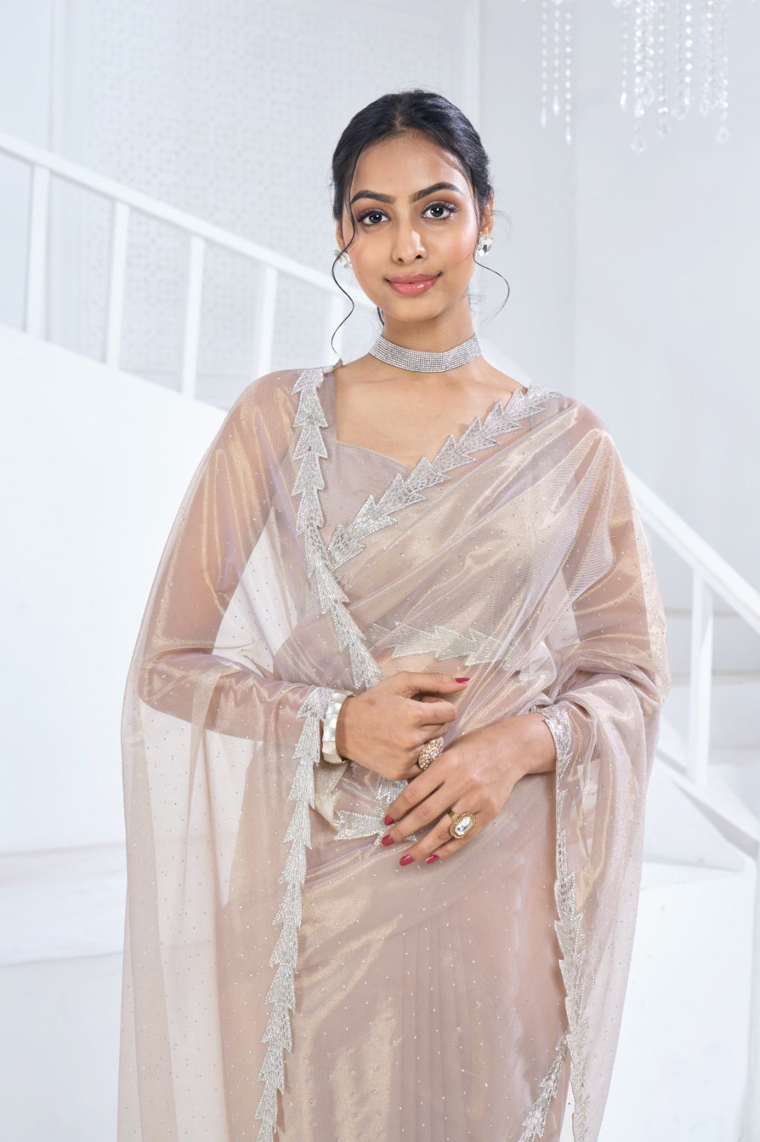 Beautiful Designer Mehek Twirll Soft Organza Swroski In All Over Saree