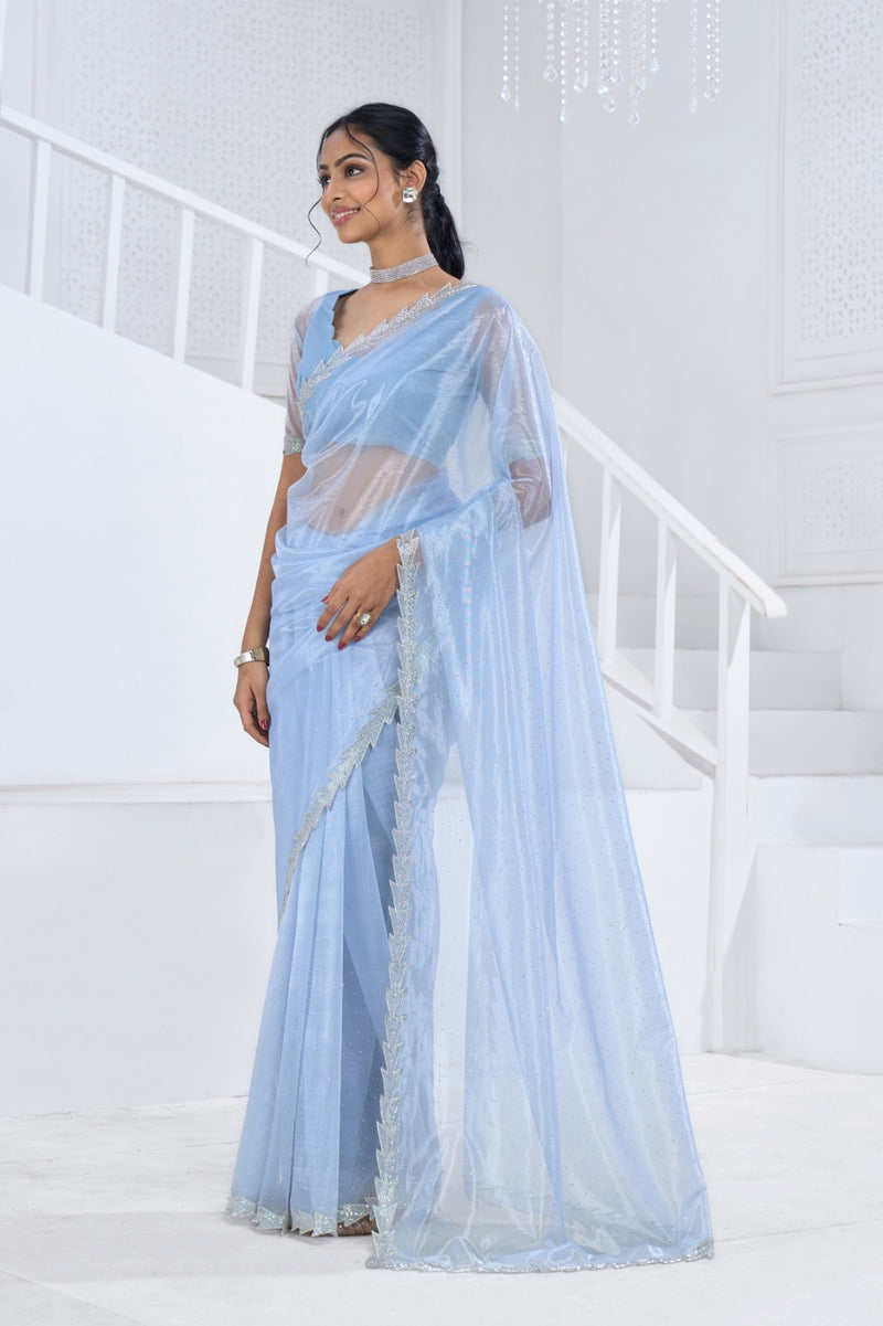 Beautiful Designer Mehek Twirll Soft Organza Swroski In All Over Saree