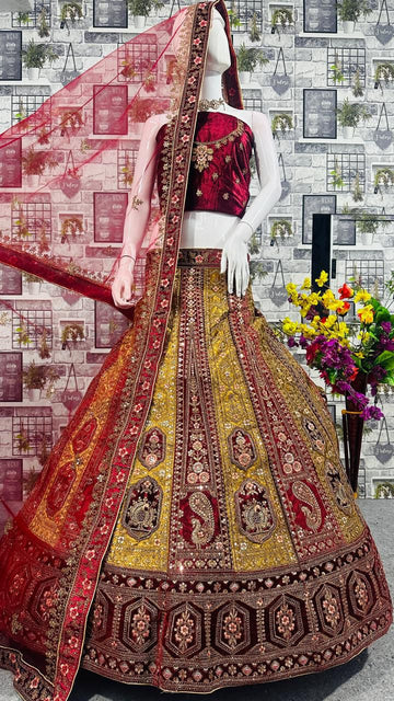 Wedding Designer Bridal Velvet Lehenga Choli