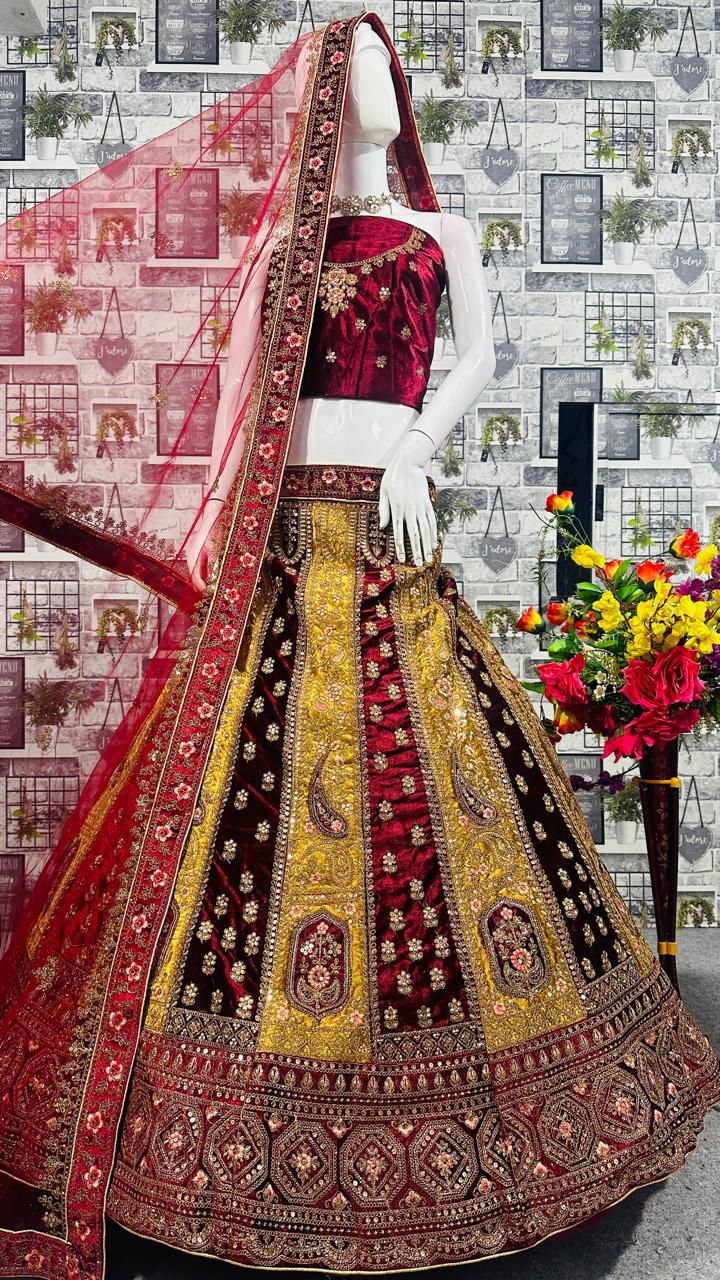 Wedding Designer Bridal Velvet Lehenga Choli