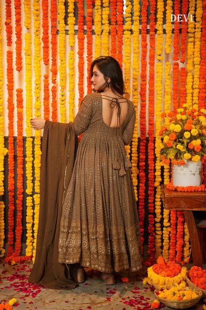 Beautiful Designer Wedding Faux Georgette Gwon