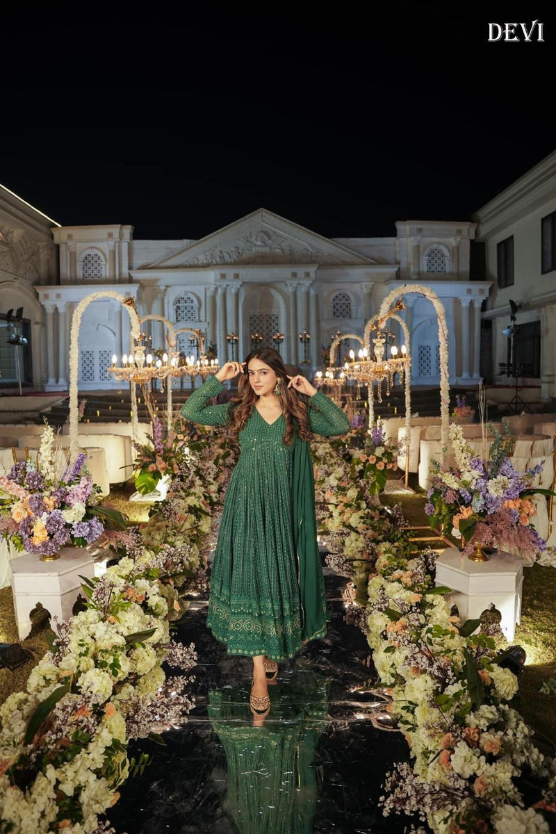 Beautiful Designer Wedding Faux Georgette Gwon