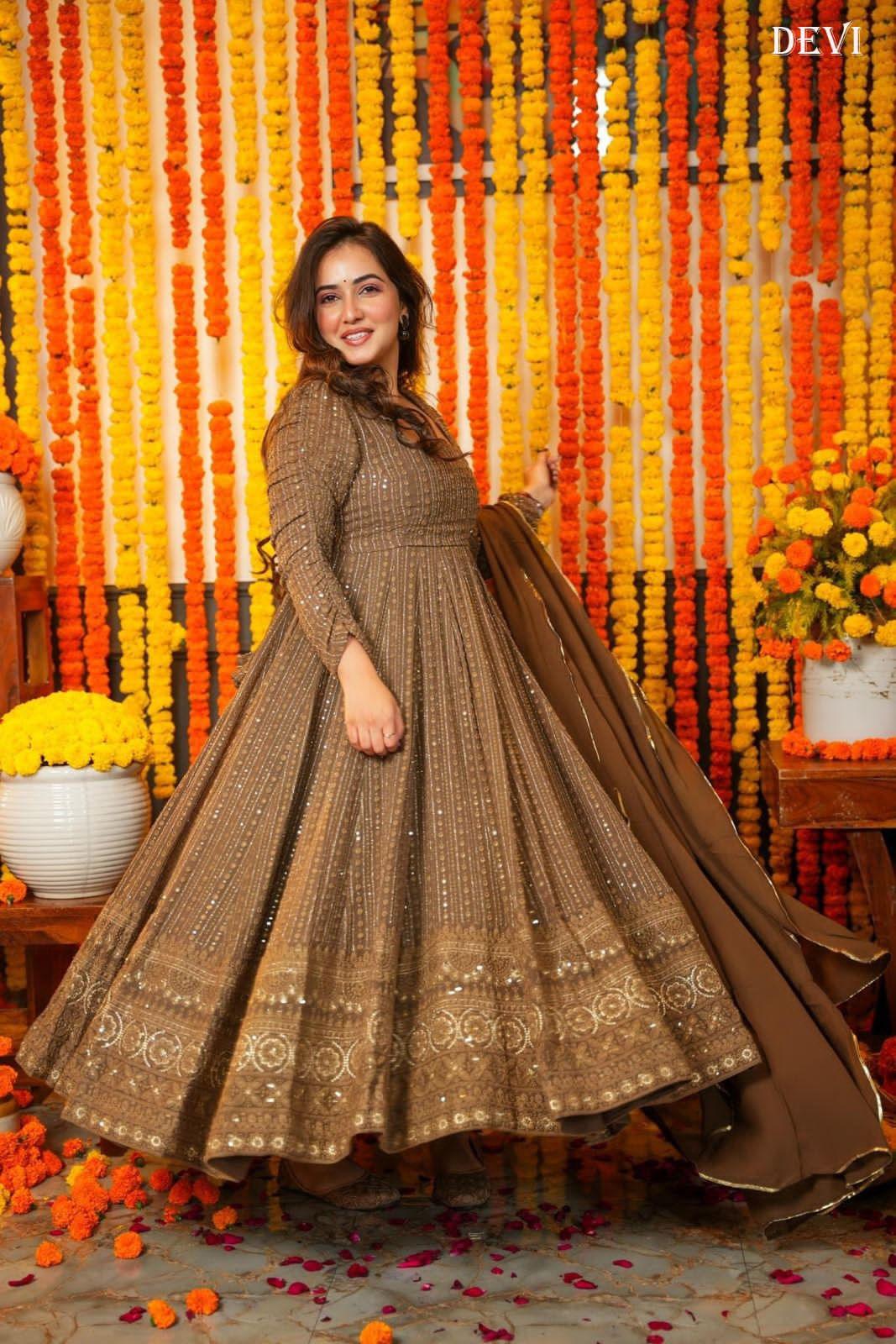 Beautiful Designer Wedding Faux Georgette Gwon