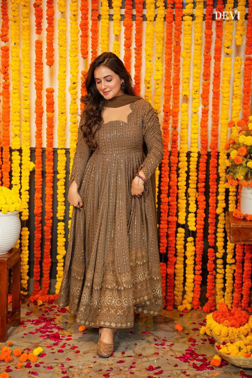 Beautiful Designer Wedding Faux Georgette Gwon