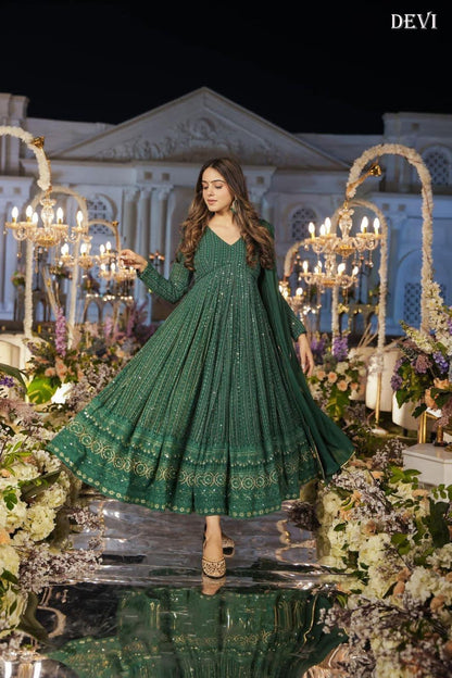 Beautiful Designer Wedding Faux Georgette Gwon