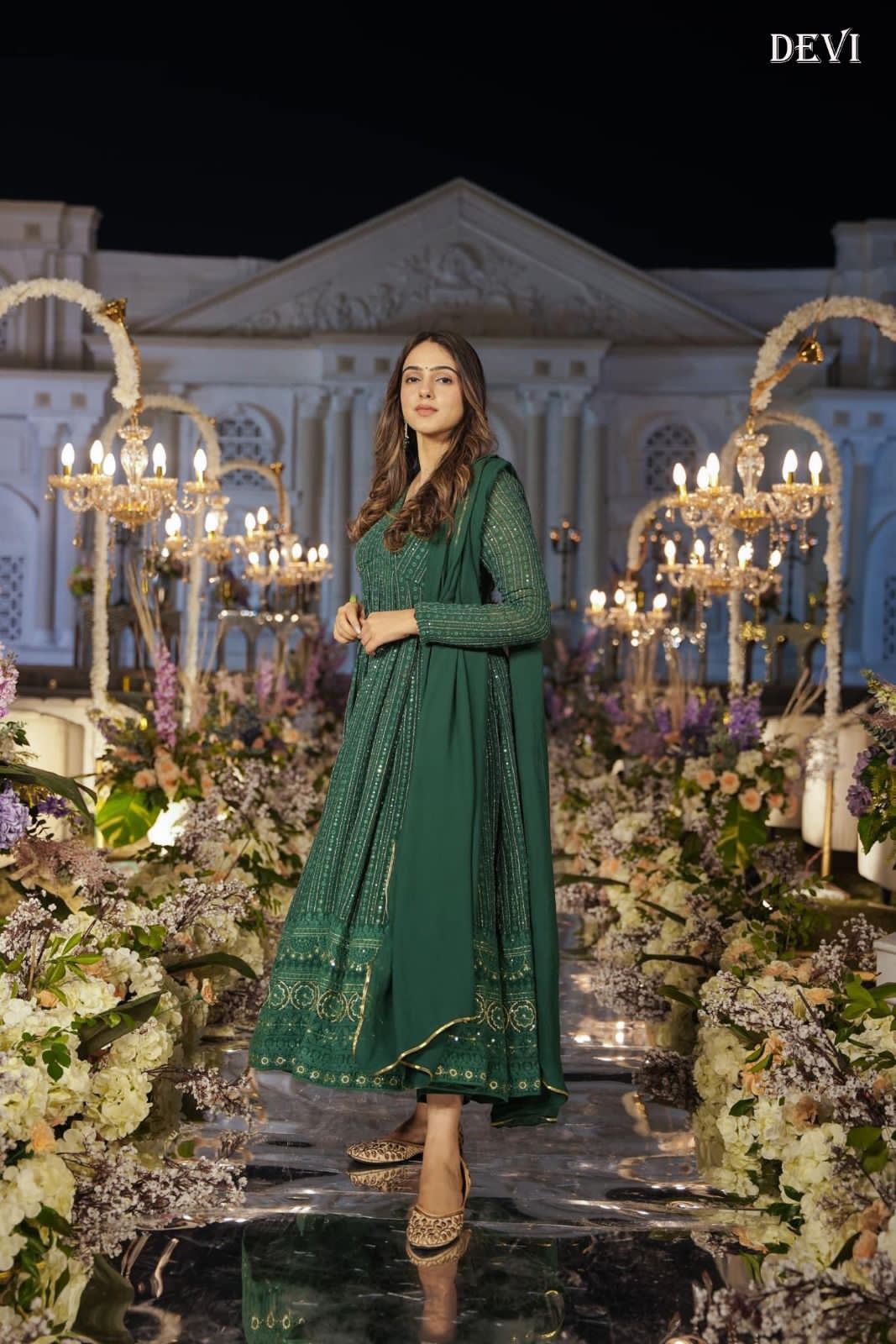 Beautiful Designer Wedding Faux Georgette Gwon