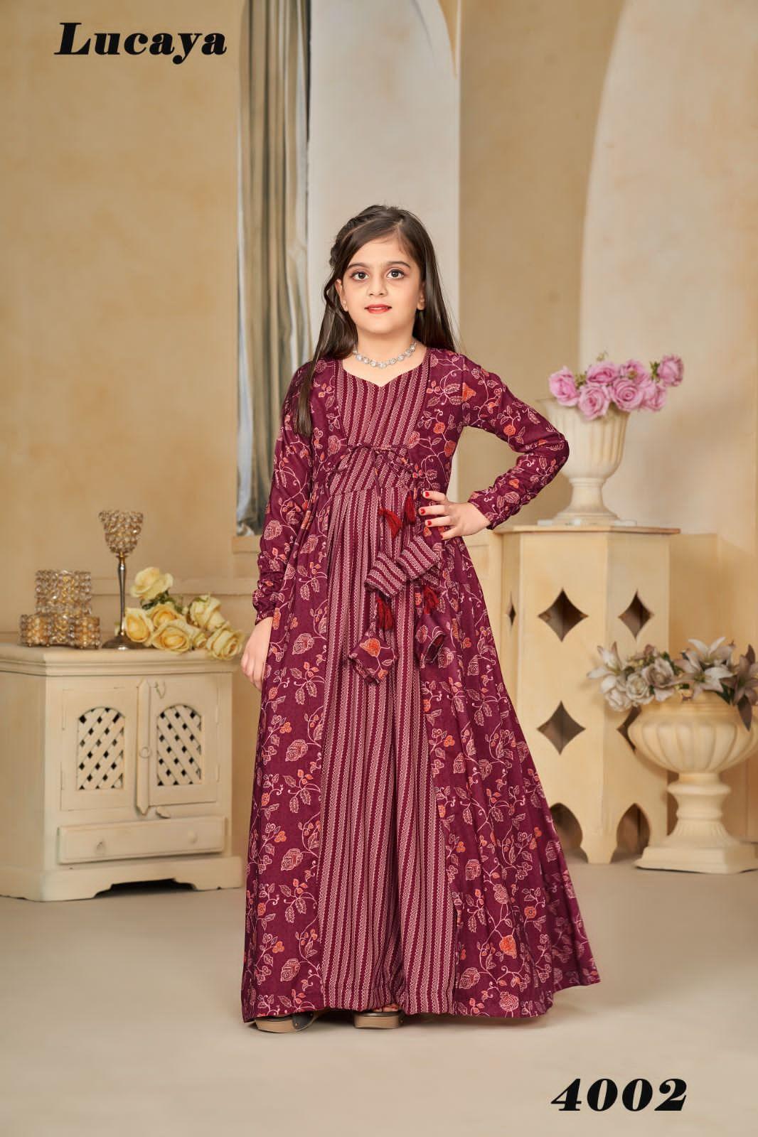 Beautiful Designer Kids Girls Indo Western shrug Digital Printed Dress
