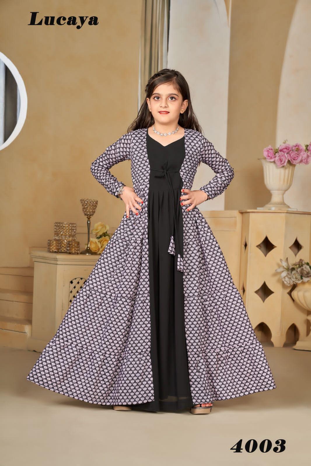 Beautiful Designer Kids Girls Indo Western shrug Digital Printed Dress