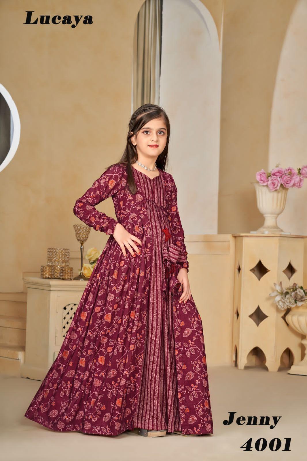 Beautiful Designer Kids Girls Indo Western shrug Digital Printed Dress