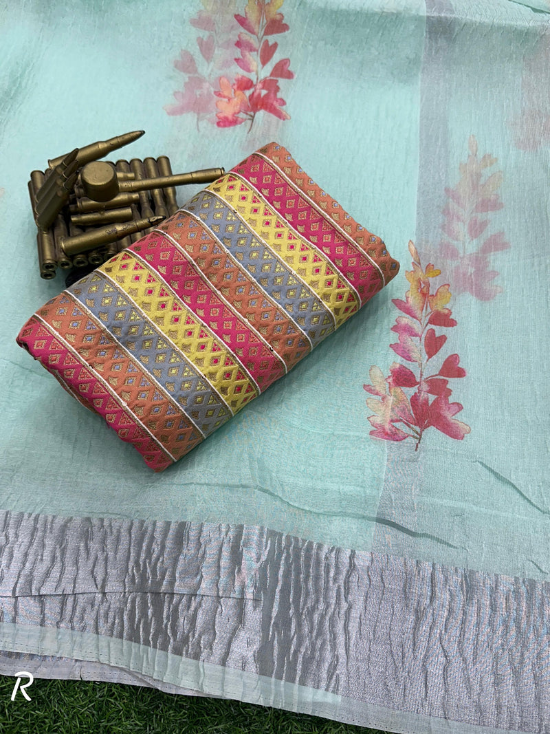 Beautiful Designer Maple Soft Organza Saree