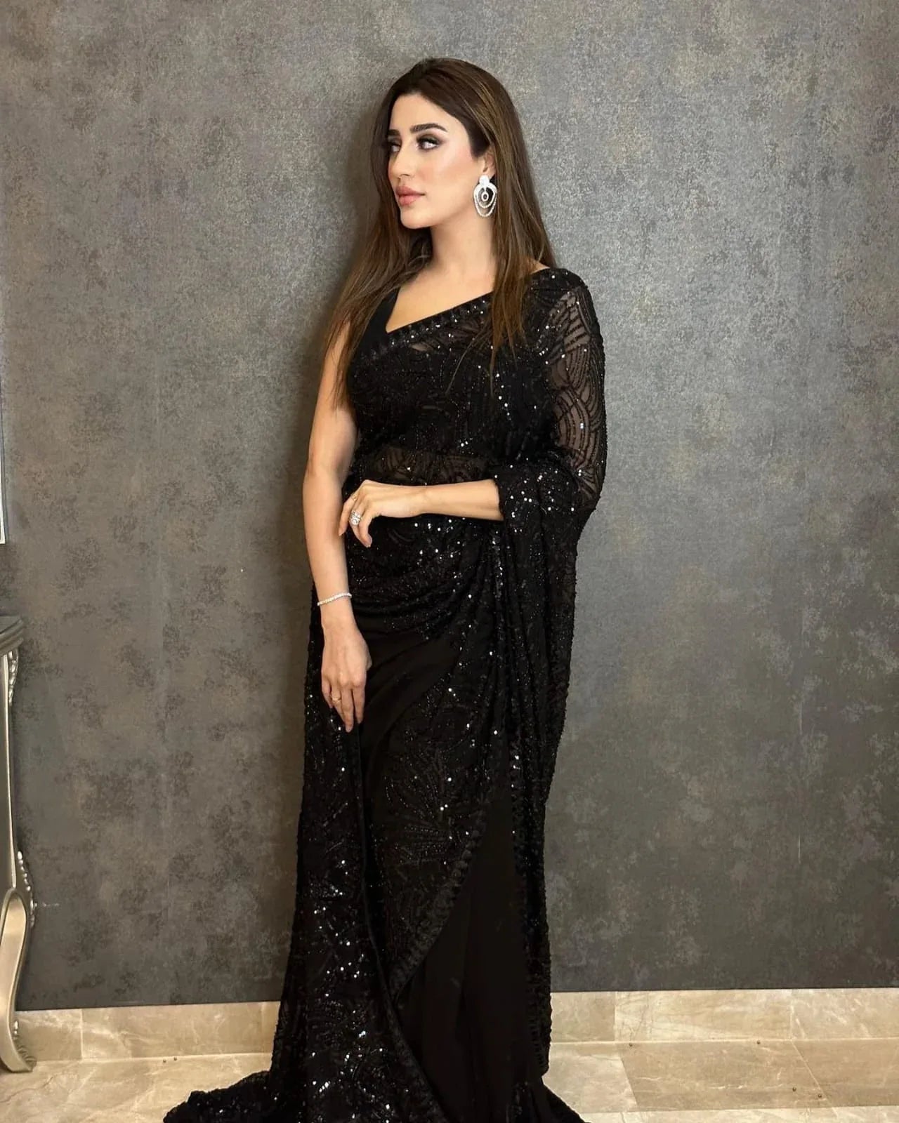 Beautiful Designer Party Wear Georgette  Sequence Saree