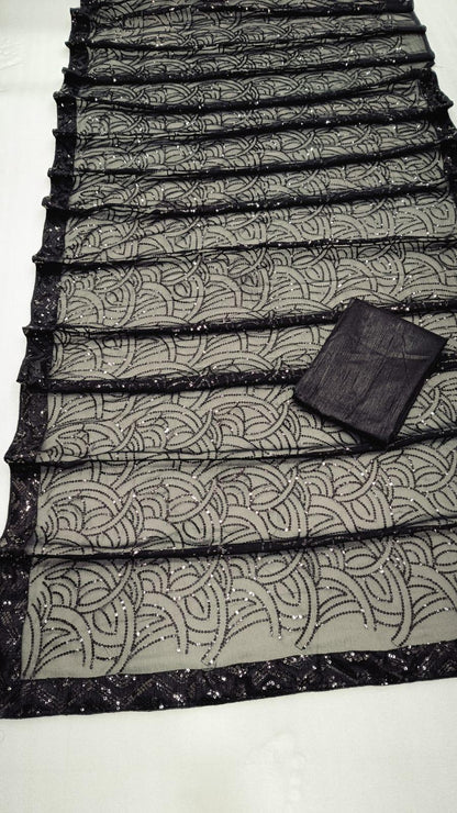 Beautiful Designer Party Wear Georgette  Sequence Saree