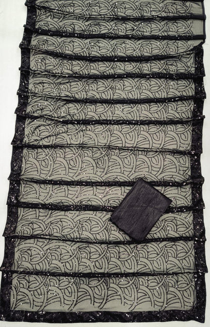 Beautiful Designer Party Wear Georgette  Sequence Saree