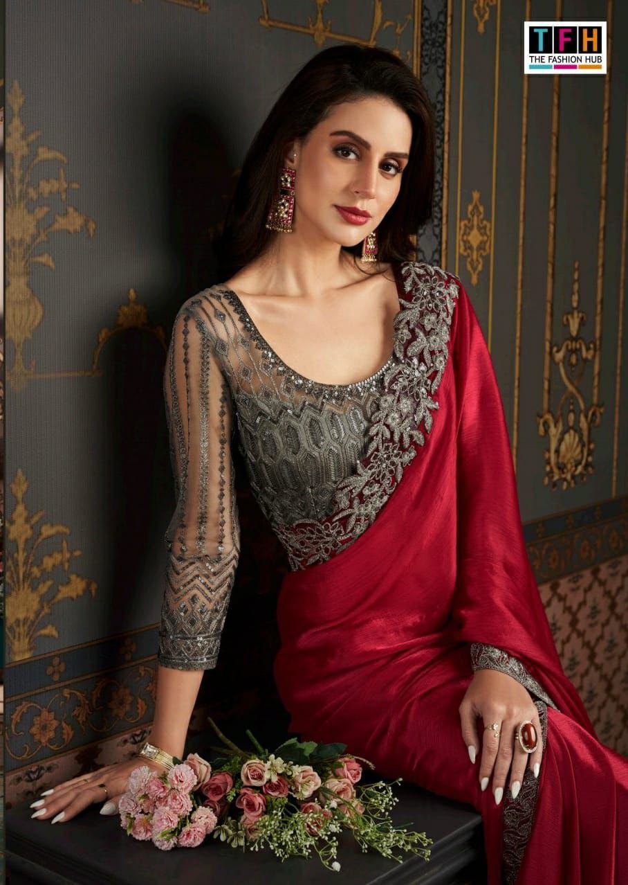 Beautiful Designer Party Wear Soft Glass Silk Saree