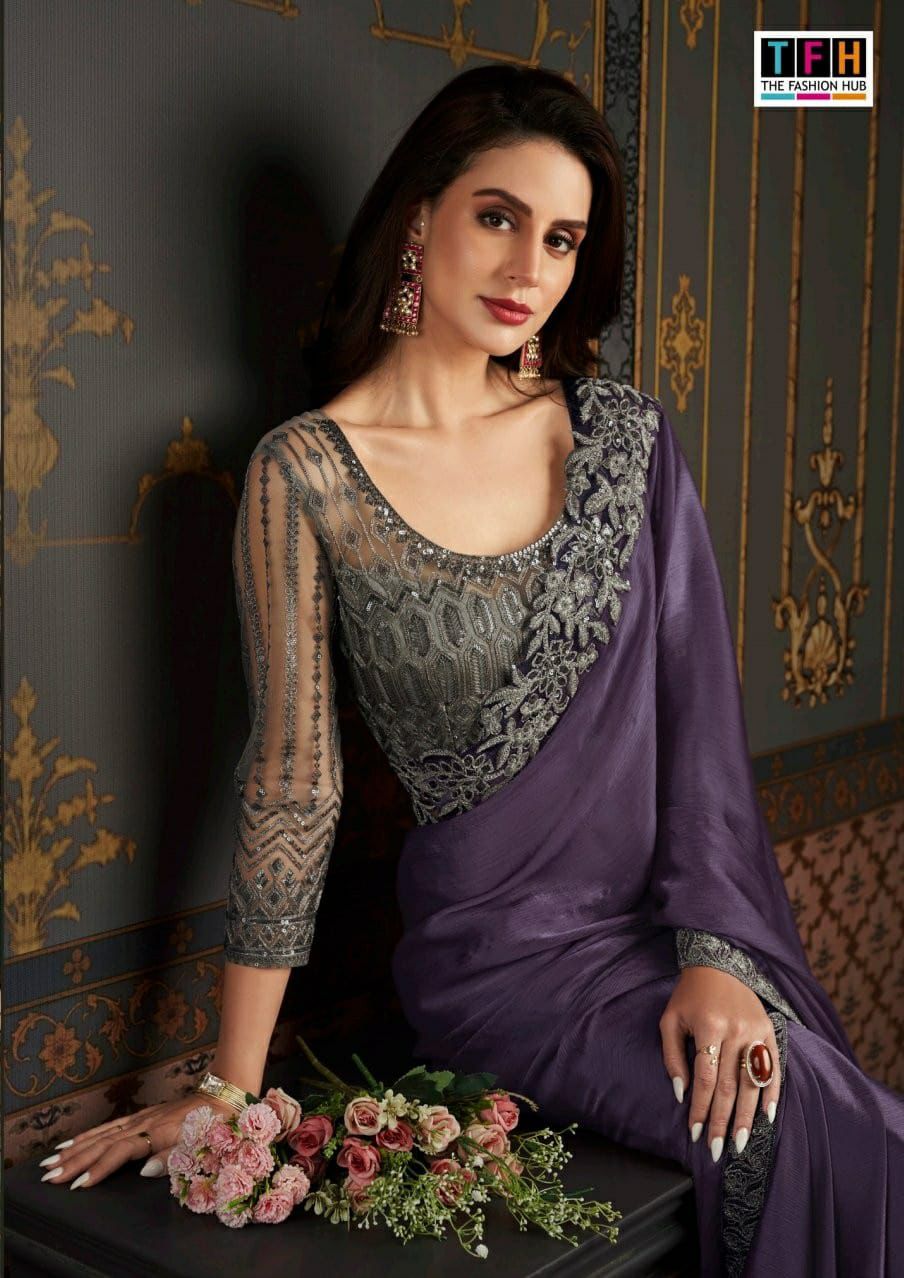 Beautiful Designer Party Wear Soft Glass Silk Saree