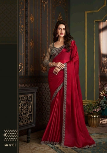 Beautiful Designer Party Wear Soft Glass Silk Saree