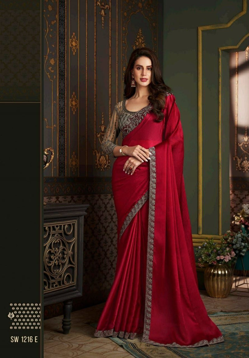 Beautiful Designer Party Wear Soft Glass Silk Saree