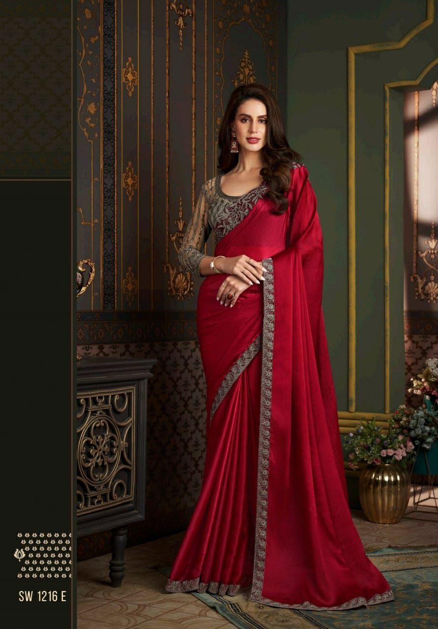 Beautiful Designer Party Wear Soft Glass Silk Saree