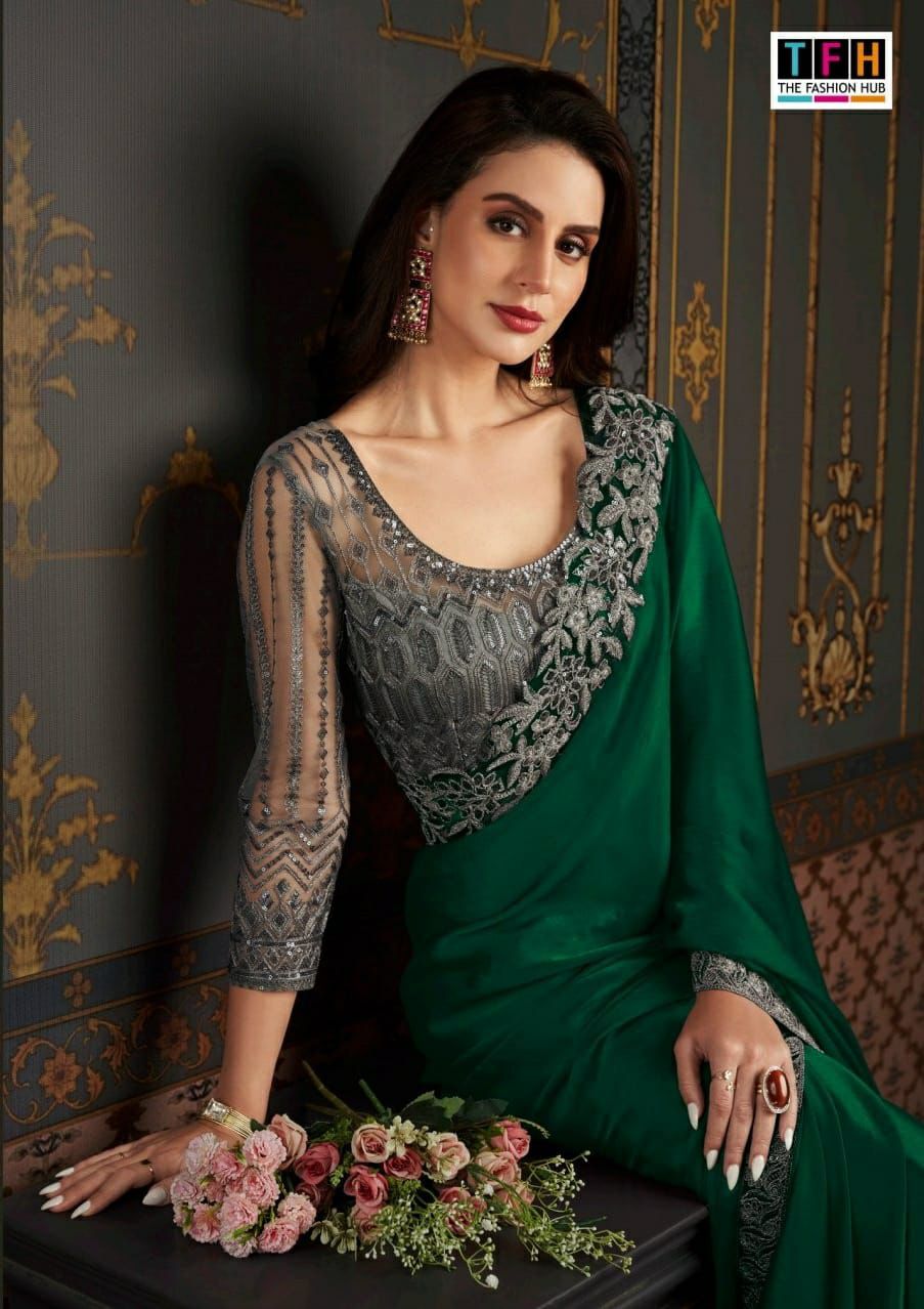 Beautiful Designer Party Wear Soft Glass Silk Saree