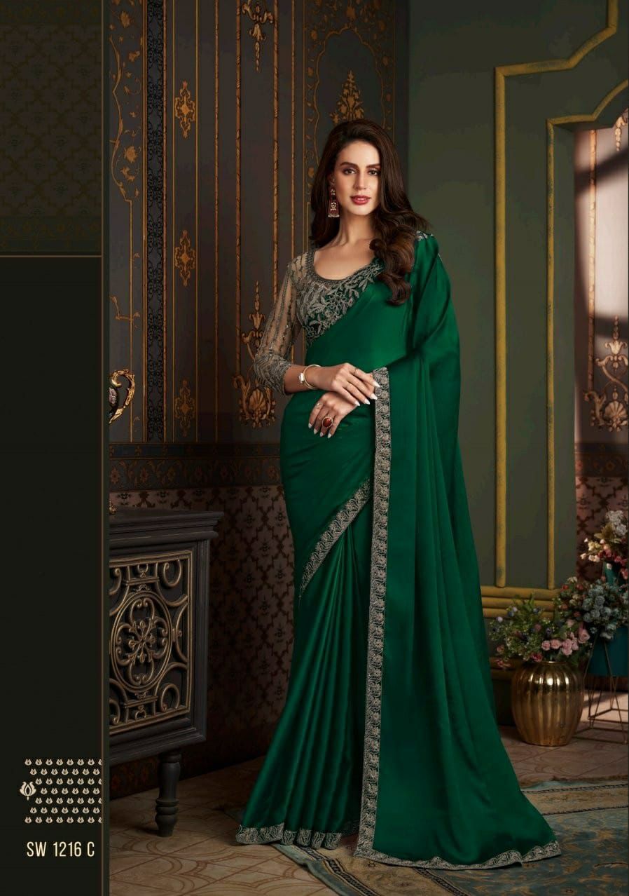 Beautiful Designer Party Wear Soft Glass Silk Saree