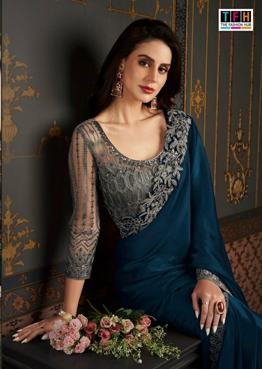 Beautiful Designer Party Wear Soft Glass Silk Saree