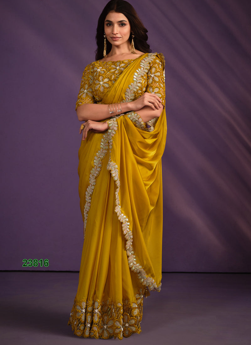 Beautiful Designer Exotica Crepe Satin Ready to Wear Saree Design 23816