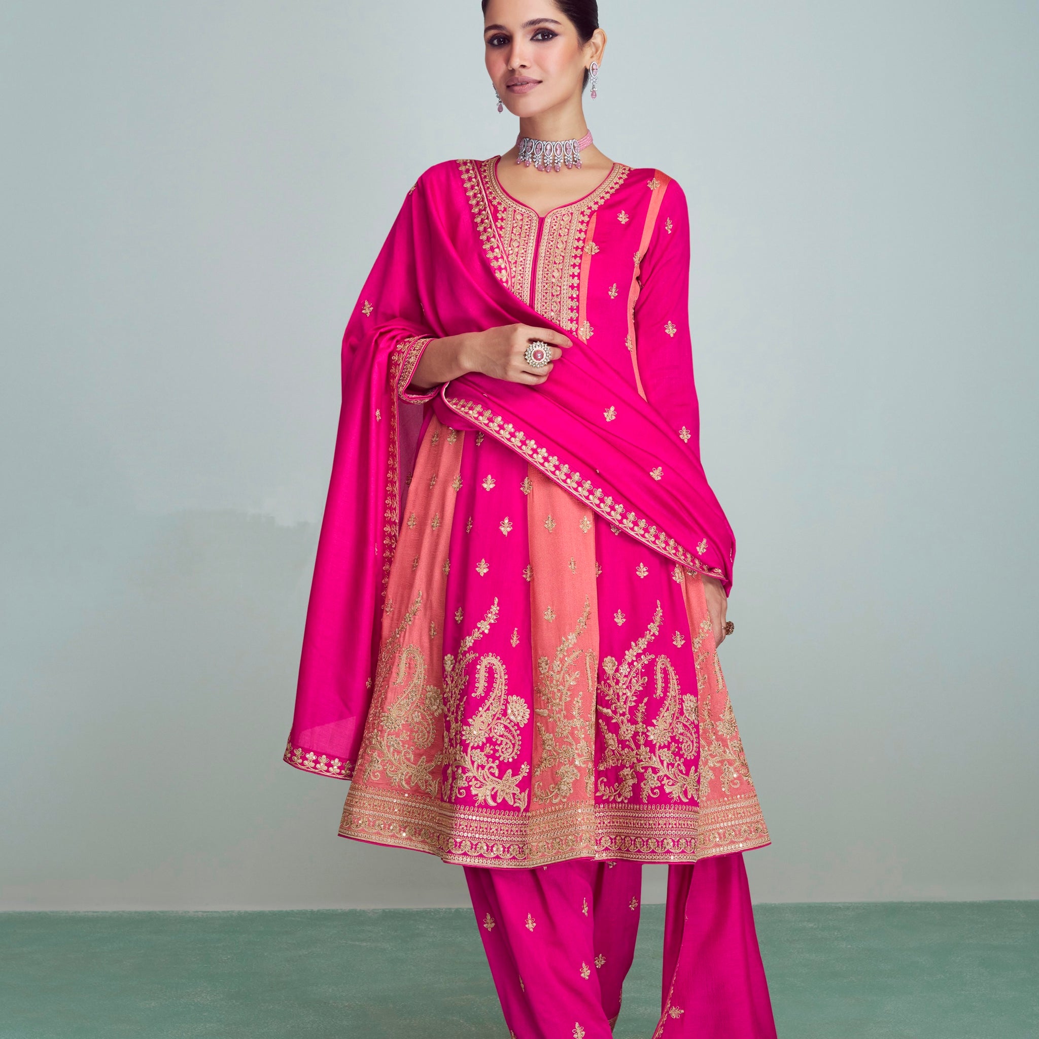 Beautiful Designer Wedding Wear Latest Premium Silk Salwar Suit