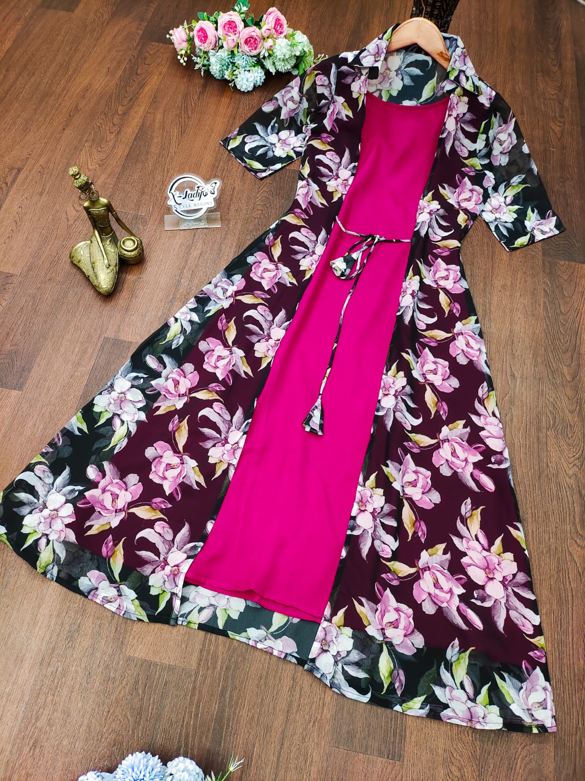 Beautiful Party Wear Kurti With Removable Jacket
