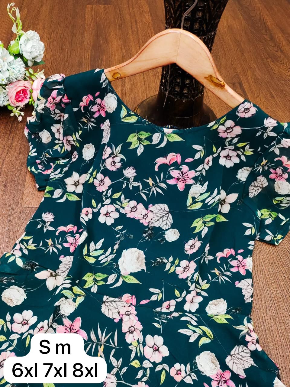 Beautiful Designer Party Wear Midi Printed Georgette Dress